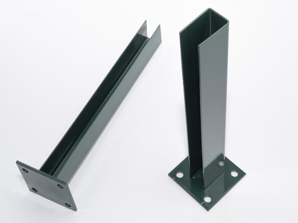 Ledűbelezhető fém talp zöld RAL6005/60mmx40mm-es oszlophoz 100x100x5mm-es talppal